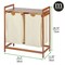 mDesign Bamboo Freestanding Double Laundry Basket Hamper Organizer